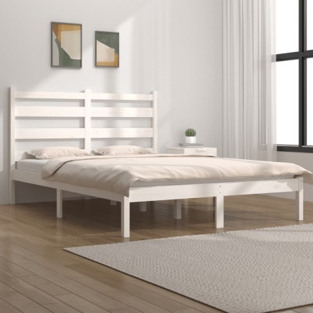 Cadre de lit sans matelas blanc bois massif 140x200 cm 