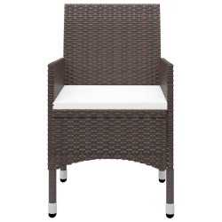 Ensemble de bistro 3 pcs Résine tressée et verre trempé Marron 
