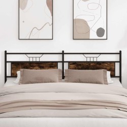 Tête de lit chêne fumé 200 cm bois d'ingénierie et acier 