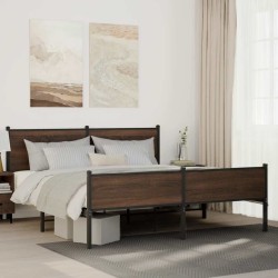 Cadre de lit en métal sans matelas chêne marron 183x213 cm 