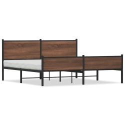 Cadre de lit en métal sans matelas chêne marron 183x213 cm 
