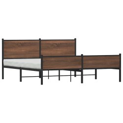 Cadre de lit en métal sans matelas chêne marron 183x213 cm 