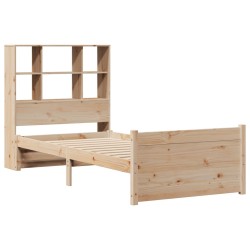 Lit bibliothèque sans matelas 90x190 cm bois de pin massif 
