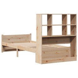 Lit bibliothèque sans matelas 90x190 cm bois de pin massif 