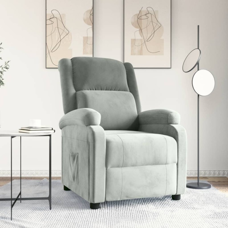Fauteuil inclinable gris clair velours 