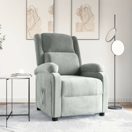 Fauteuil inclinable gris clair velours 