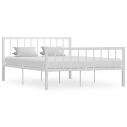 Cadre de lit sans matelas blanc métal 140x200 cm 