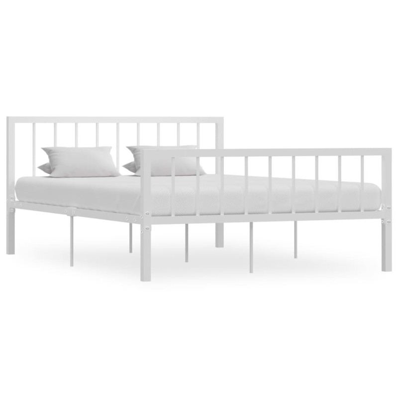 Cadre de lit sans matelas blanc métal 140x200 cm Cadre de lit sans matelas blanc métal 140x200 cm
