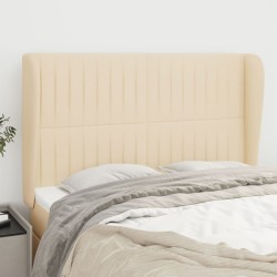 Tête de lit avec oreilles Crème 147x23x118/128 cm Tissu 