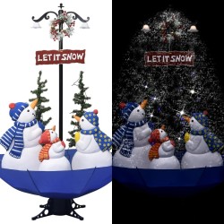 Arbre de Noël neigeux avec base de parapluie Bleu 170 cm PVC 