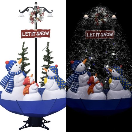 Arbre de Noël neigeux avec base de parapluie Bleu 170 cm PVC 