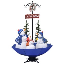 Arbre de Noël neigeux avec base de parapluie Bleu 170 cm PVC 