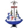 Arbre de Noël neigeux avec base de parapluie Bleu 170 cm PVC 