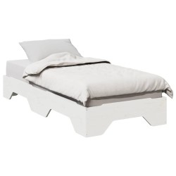 Cadre de lit sans matelas empilable blanc 90x190 cm bois massif 