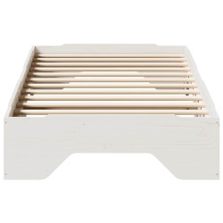 Cadre de lit sans matelas empilable blanc 90x190 cm bois massif 