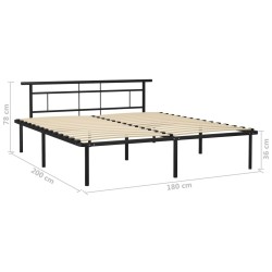 Cadre de lit sans matelas noir métal 180x200 cm 