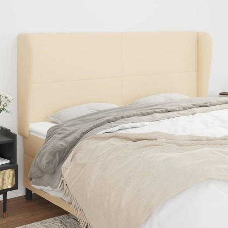 Tête de lit avec oreilles Crème 183x23x118/128 cm Tissu 