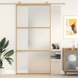 Porte coulissante doré 102,5x205 cm verre ESG dépoli aluminium 
