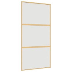 Porte coulissante doré 102,5x205 cm verre ESG dépoli aluminium 