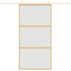 Porte coulissante doré 102,5x205 cm verre ESG dépoli aluminium 