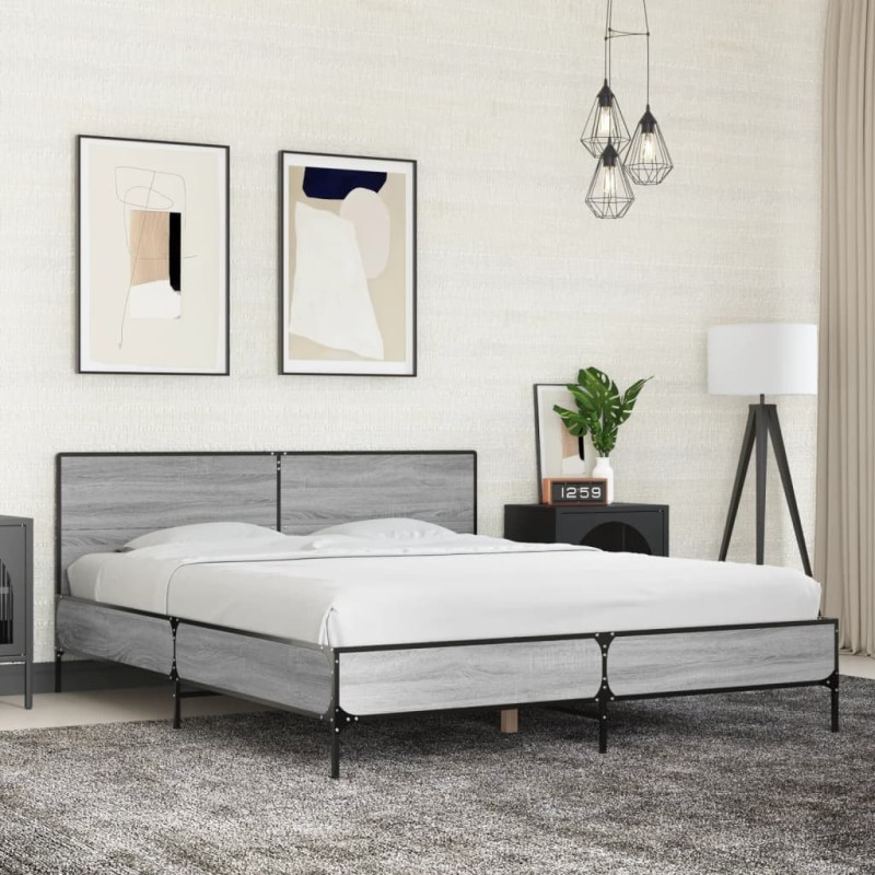 Cadre de lit sans matelas sonoma gris 160x200 cm 