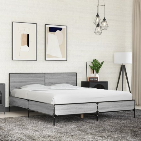Cadre de lit sans matelas sonoma gris 160x200 cm 