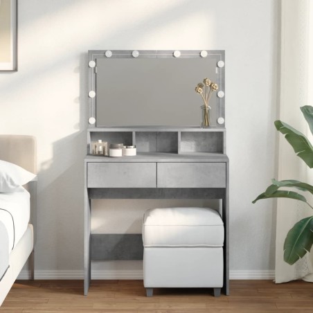 Coiffeuse avec LED gris béton 80x41x134,5 cm 