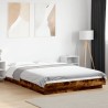 Cadre de lit et lumières LED sans matelas chêne fumé 135x190 cm 
