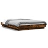 Cadre de lit et lumières LED sans matelas chêne fumé 135x190 cm 