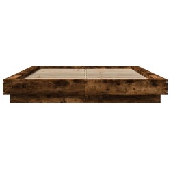 Cadre de lit et lumières LED sans matelas chêne fumé 135x190 cm 