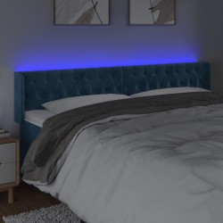 Tête de lit à LED Bleu foncé 203x16x78/88 cm Velours 