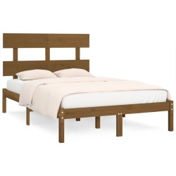 Cadre de lit sans matelas marron miel 200x200 cm bois massif 
