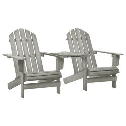 Chaises de jardin Adirondack avec table bois de sapin gris 