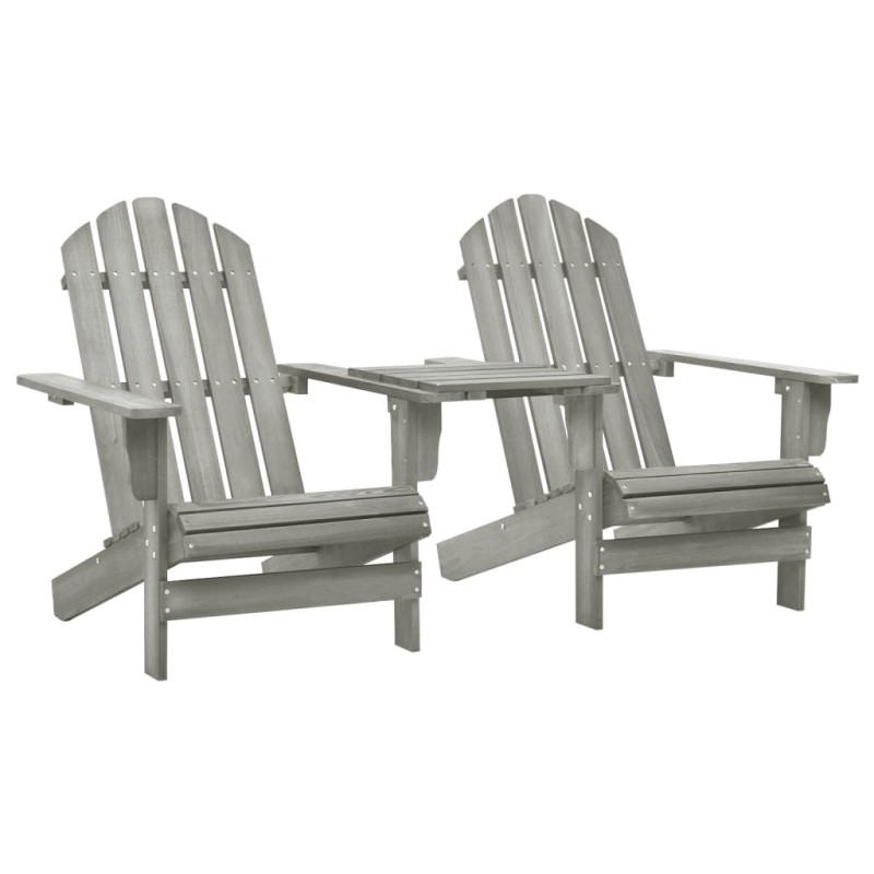 Chaises de jardin Adirondack avec table bois de sapin gris Chaises de jardin Adirondack avec table bois de sapin gris