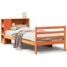 Lit bibliothèque sans matelas cire marron 100x200cm bois massif 