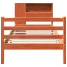 Lit bibliothèque sans matelas cire marron 100x200cm bois massif 