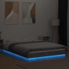 Cadre de lit et lumières LED sans matelas gris béton 135x190 cm 