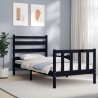 Cadre de lit sans matelas noir 100x200 cm bois massif de pin 