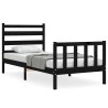 Cadre de lit sans matelas noir 100x200 cm bois massif de pin 