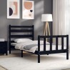 Cadre de lit sans matelas noir 100x200 cm bois massif de pin 