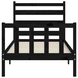 Cadre de lit sans matelas noir 100x200 cm bois massif de pin 