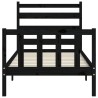 Cadre de lit sans matelas noir 100x200 cm bois massif de pin 