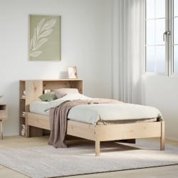 Lit bibliothèque sans matelas 90x190 cm bois de pin massif 