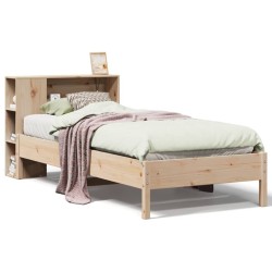 Lit bibliothèque sans matelas 90x190 cm bois de pin massif 