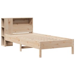 Lit bibliothèque sans matelas 90x190 cm bois de pin massif 
