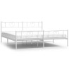 Cadre de lit métal sans matelas et pied de lit blanc 183x213 cm 