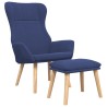 Chaise de relaxation avec repose-pied Bleu Tissu 