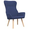 Chaise de relaxation avec repose-pied Bleu Tissu 