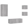 Meuble TV muraux 4 pcs avec lumières LED sonoma gris 
