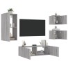 Meuble TV muraux 4 pcs avec lumières LED sonoma gris 